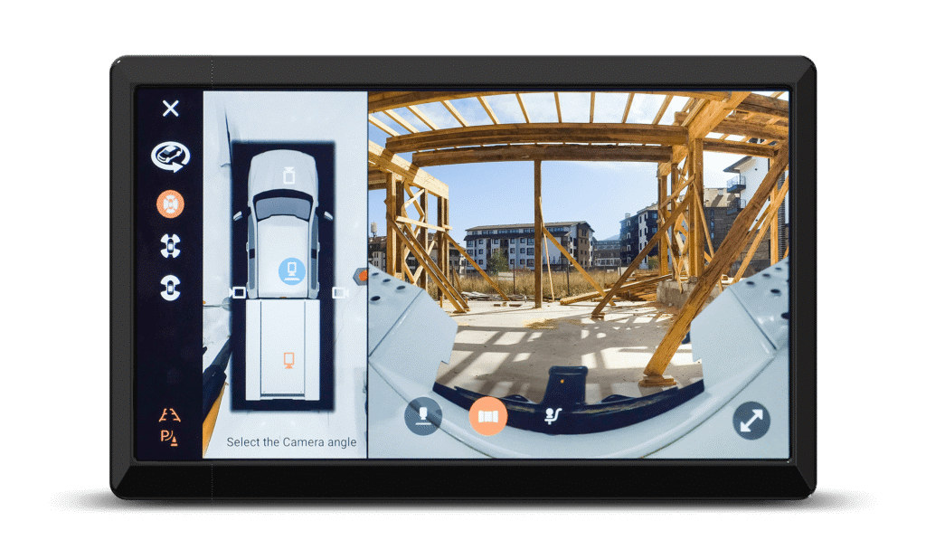 VX display screen showing 360 degree view and external camera